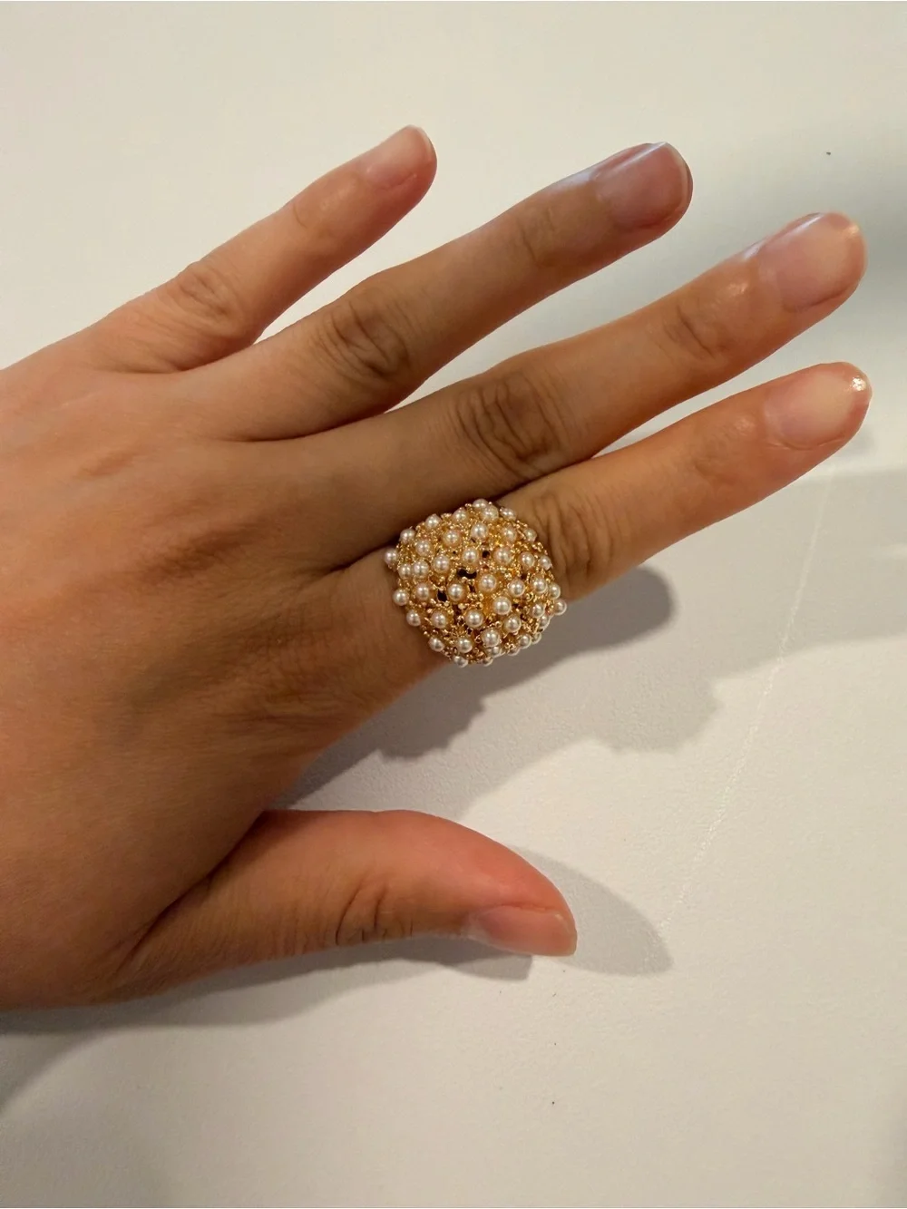 Gold Pearl Cluster Dome Ring